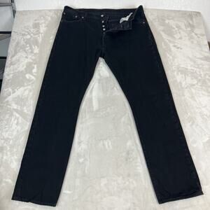Levis 501 Jeans Mens 40x34 Black Denim Button Fly Grunge Americana Workwear